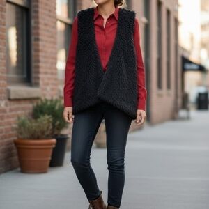 Pleione Charcoal Gray Fuzzy Vest